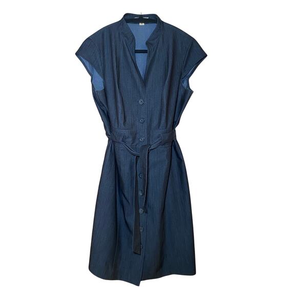 Calvin Klein - Dark Blue Denim Dress with Tie Belt - 12Petite - Picture 1 of 14